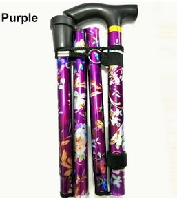 Folding Walking Stick, Purple Floral