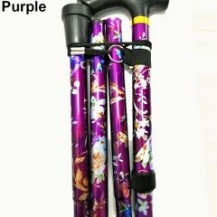Folding Walking Stick, Purple Floral