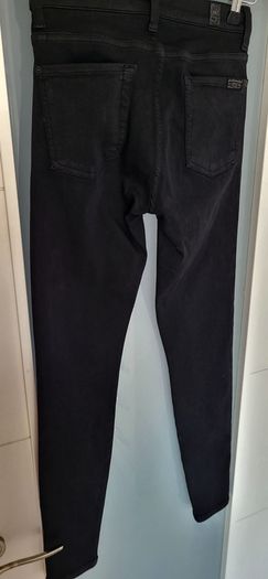 7 for All Mankind Black High Waist Glossy Coating Crystal Gunmetal Skinny Jeans Sz 26 (Fit 8UK) - Rrp 240 (New)