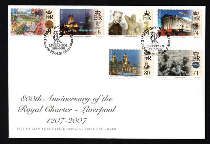 2007 Isle of Man 800th Anniversary of the Royal Charter of Liverpool 1207-2007 Commemorative Stamps First Day Cover (FDC)