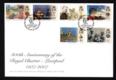 2007 Isle of Man 800th Anniversary of the Royal Charter of Liverpool 1207-2007 Commemorative Stamps First Day Cover (FDC)