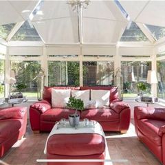 Sofa-  Natuzzi Italian Red Leather Sofa Suite