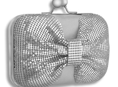 Small Silver Party Debs Prom Wedding Evening Clutch Purse Bag Handbag