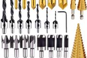 26Pcs Countersink Drill Bit Set, 8Pcs Wood Plug Cutter Drill Bits, 7Pcs Three Pointed Drill Bit, 6Pcs Countersink Drill Bit, 3Pcs Step Cone Drill Bit - for Door Window Cabine Drilling Holes
