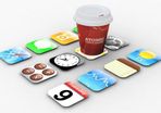 wooden iphone icons coasters