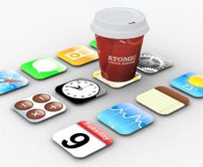 wooden iphone icons coasters