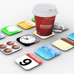 wooden iphone icons coasters