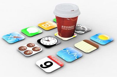 wooden iphone icons coasters
