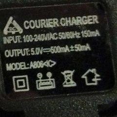 Courier Charger 5.0V - 500mA +- 50mA