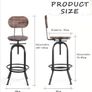 Adjustable Industrial Style Bar Stool Height Swivel With Top Metal And Backrest Image 5