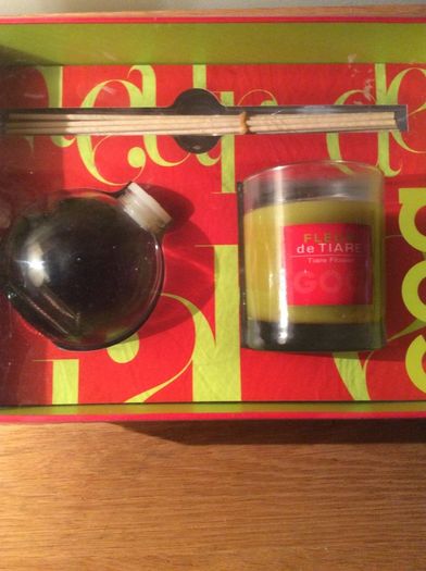 GOA Fleur de Tiare ( Tiare Flower ) Scented Candle and Diffuser ( with reeds ) Set - Boxed