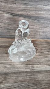 Crystal Owl Figurine Cristal d Arques Glass Vintage Collectable Lead Crystal Clear & Frosted France