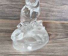 Crystal Owl Figurine Cristal d Arques Glass Vintage Collectable Lead Crystal Clear & Frosted France
