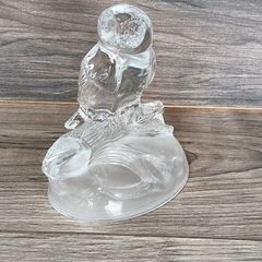 Crystal Owl Figurine Cristal d Arques Glass Vintage Collectable Lead Crystal Clear & Frosted France