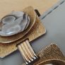 Quality polished stone mid-century modernist 7" link gilt bracelet Costume FREEPOST Image 3