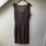 L.K. Bennett Silk Taupe Ruched Sleeveless Midi Dress Flattering Occasion Dress Image 4