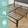 King Size Bed Frame with Storage Headboard, Metal Upholstered Image 3