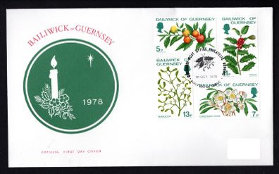 1978 Guernsey Christmas Commemorative Stamps Addressed First Day Cover (FDC)