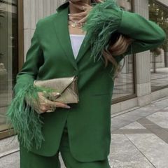 Reduced Gorgeous Zara Insta Famous Bloggers 3 Piece Bottle Green Suit Size Large