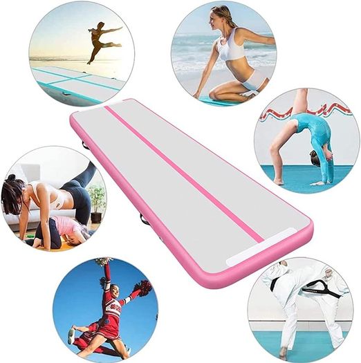Air Tumbling Track Gymnastics Mat Inflatable 10ft 13ft 16ft 20ft Tumble Mats 4 Inch Thickness Air Roller Gymnastics Barrel Back Handspring Trainer /Yoga/Training/Cheerleading/Water Fun with Electric Pump (FREE POSTAGE)