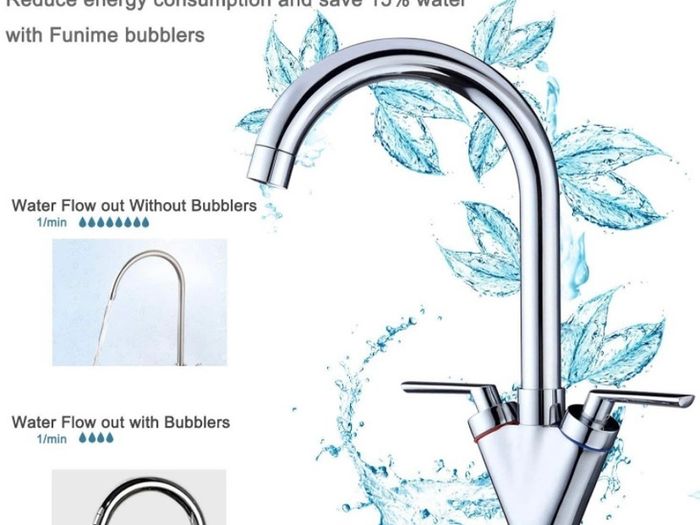 Kitchen Sink Mixer Taps Monobloc Swivel Spout Chrome Brass Dual Lever with Hoses (FREE POSTAGE)