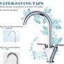Kitchen Sink Mixer Taps Monobloc Swivel Spout Chrome Brass Dual Lever with Hoses (FREE POSTAGE) Image 7