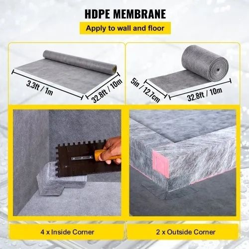 Shower Curb Kit, 48"x48" Watertight Shower Curb Overlay with 4\" PVC Central Bonding Flange, 4\" Stainless Steel Grate