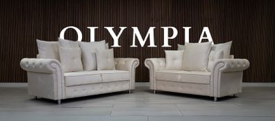 Olympia Cream Scatter Cushions Sofa Set