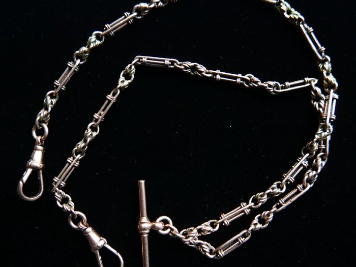 Victorian  heavy real 9 Carat Gold Albert or Necklace Chain with T-Bar length 20" - 24,3g