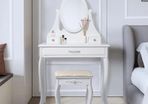 ML-Design Dressing Table White Dressing Table with Mirror, Stool and 3 Drawers, 75 x 140 x 40 cm, Country House Style, Cosmetic Table for Women and Girls, Dressing Table Made of MDF Wood, Chest of
