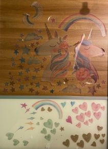 wall sticker unicorn, hearts, stars, rainbow, clouds