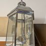 Chrome & Glass Lantern Ceiling Light 3 Candle Bulbs Image 2