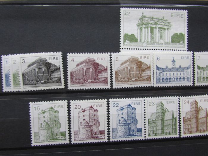 Ireland 1982-1990.MNH,6th Definitive Stamps Series.Complete Set of 28.Irish Architecture