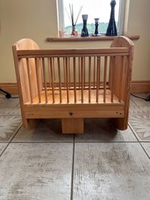 Handmade wooden doll cot