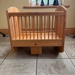 Handmade wooden doll cot