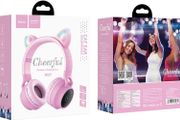 Hoco W27 - Fones Cat Ear Bluetooth Headphones, Bluetooth V5.0, Use Time: Up To 5 Hours, Standby Time: Up To 200 Hours, Support TF Card And AUX Mode, Compatible Mobile Phones And Tablets - Pink