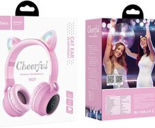 Hoco W27 - Fones Cat Ear Bluetooth Headphones, Bluetooth V5.0, Use Time: Up To 5 Hours, Standby Time: Up To 200 Hours, Support TF Card And AUX Mode, Compatible Mobile Phones And Tablets - Pink