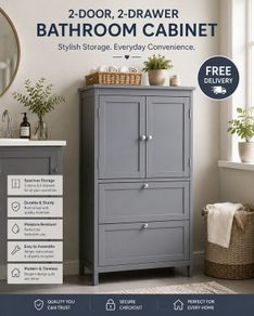 Bathroom cabinet with 2 doors and 2 drawers
