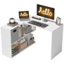 Modern Corner Desk with Shelf and Fabric Drawer, 110x100x75 cm, White Image 4