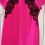 Dress size 18 deep pink with black lace detailing zip opening at back Image 2