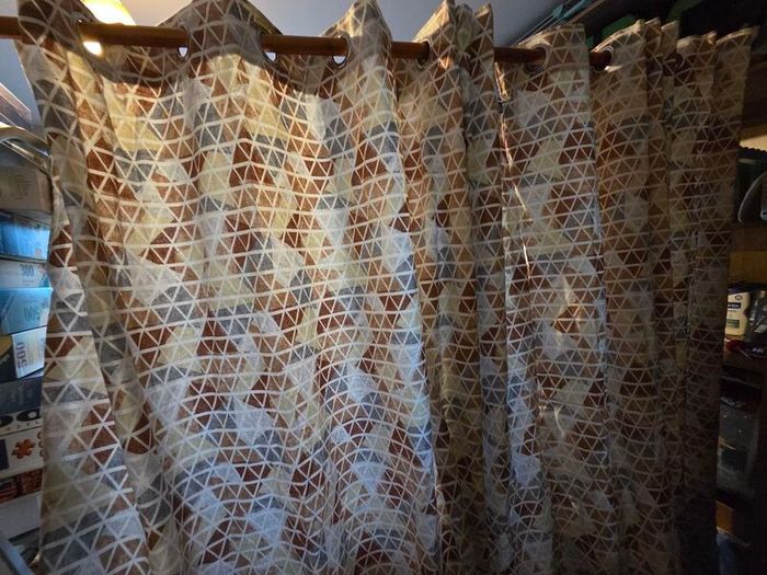 Harry Corry Geometric Lined Eyelet Curtains 2 Matching Pairs