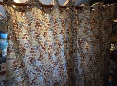 Harry Corry Geometric Lined Eyelet Curtains 2 Matching Pairs