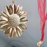 red cord rope satin necklace chain big daisy flower pendant Image 2