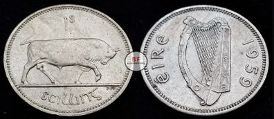 [#446] - Ireland 1959 | Irish Shilling | 1s | Bull | KM.14a