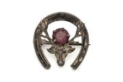 Vintage 925 Sterling Silver Ward Bros Stag &amp; Horseshoe Brooch