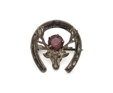 Vintage 925 Sterling Silver Ward Bros Stag & Horseshoe Brooch