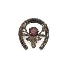 Vintage 925 Sterling Silver Ward Bros Stag & Horseshoe Brooch