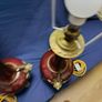 2 porcelain oxblood Red lamps vintage Image 10