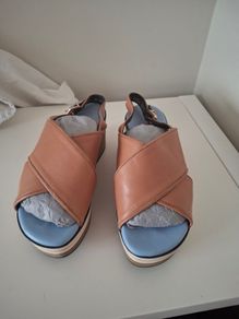 Robert Clergerie Paris platform sandals EU 36.5 light beige and blue color