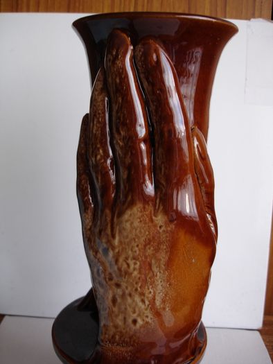 Large Hands Shaped Pottery Vase 11 inches